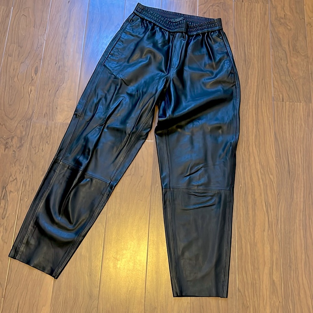 All Saints Black Leather Joggers
